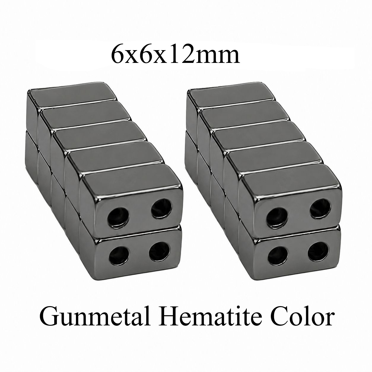 10 Sets 6x12mm 2 Holes Hematite Gunmetal Color Magnetic Clasps #MCD5600-10