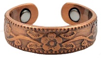Leaf Flower Solid Copper Magnetic Therapy Ring #MCR224