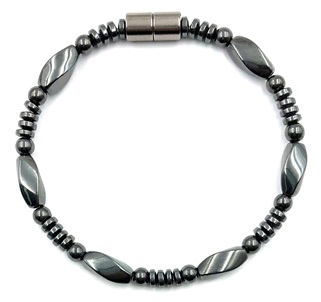 (Call for Prices) 1 PC. All Black Twist and Rondale Beads Magnetic Therapy Bracelet Hematite Bracelet #MHB-00038