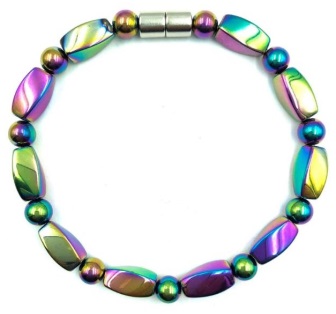 1 PC. Amethyst and Rainbow Hematite Beads Magnetic Bracelet with Magnetic Clasp #MHB-0004