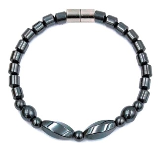 1 PC. Tie Twisted, Drum and Round Magnetic Therapy Bracelet Hematite Bracelet #MHB-00043