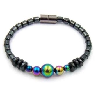 1 PC. Rainbow Center Beads Magnetic Therapy Bracelet Hematite Bracelet #MHB-00046