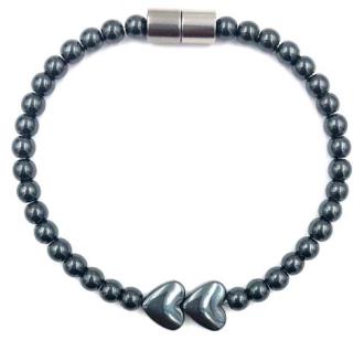 1 PC. 2 Hearts Magnetic Therapy Bracelet Hematite Bracelet For Women #MHB00049