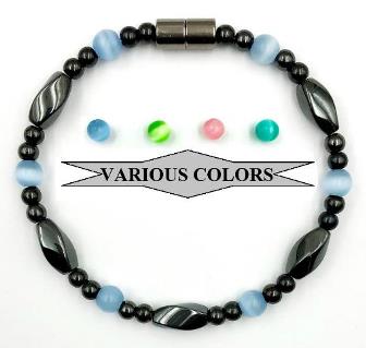(Call for Prices) Cat's Eye & Hematite Magnetic Bracelet with Different Choices of Color Beads #MHB-0005