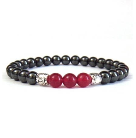 1 PC. (Magnetic) Red Carnelian Beads Magnetic Therapy Bracelet Hematite Bracelet #MHB0100RC