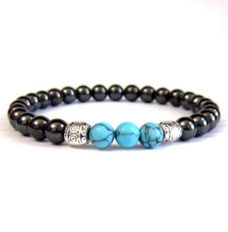 1 PC. (Magnetic) Turquoise Beads Magnetic Therapy Bracelet Hematite Bracelet #MHB0100TQ