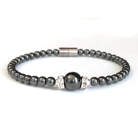 1 PC. Black Beads Magnetic Hematite Bracelets With Magnetic Clasp #MHB-015