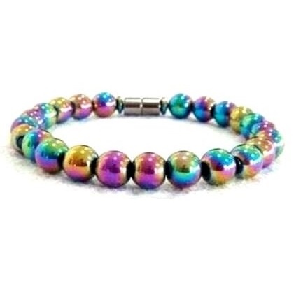 1 PC. (Magnetic) 8mm Round Magnetic Beads Iridescent Magnetic Bracelet #MHB112