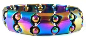 Dozen (12 PC.) Double Line Bat Wings Rainbow Hematite Magnetic Bracelet #MHB1654104