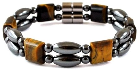 1 PC. (Magnetic) Tiger-Eye Double Line Magnetic Bracelet Hematite Bracelet #MHB308