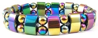Dozen (12 PC.) 8.5" Each Double Line Rainbow Hematite Magnetic Bracelet #MHB333