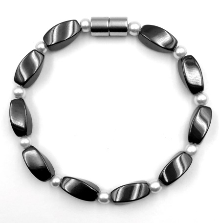 1 PC. Pearl and Hematite Magnetic Bracelet #MHB-700
