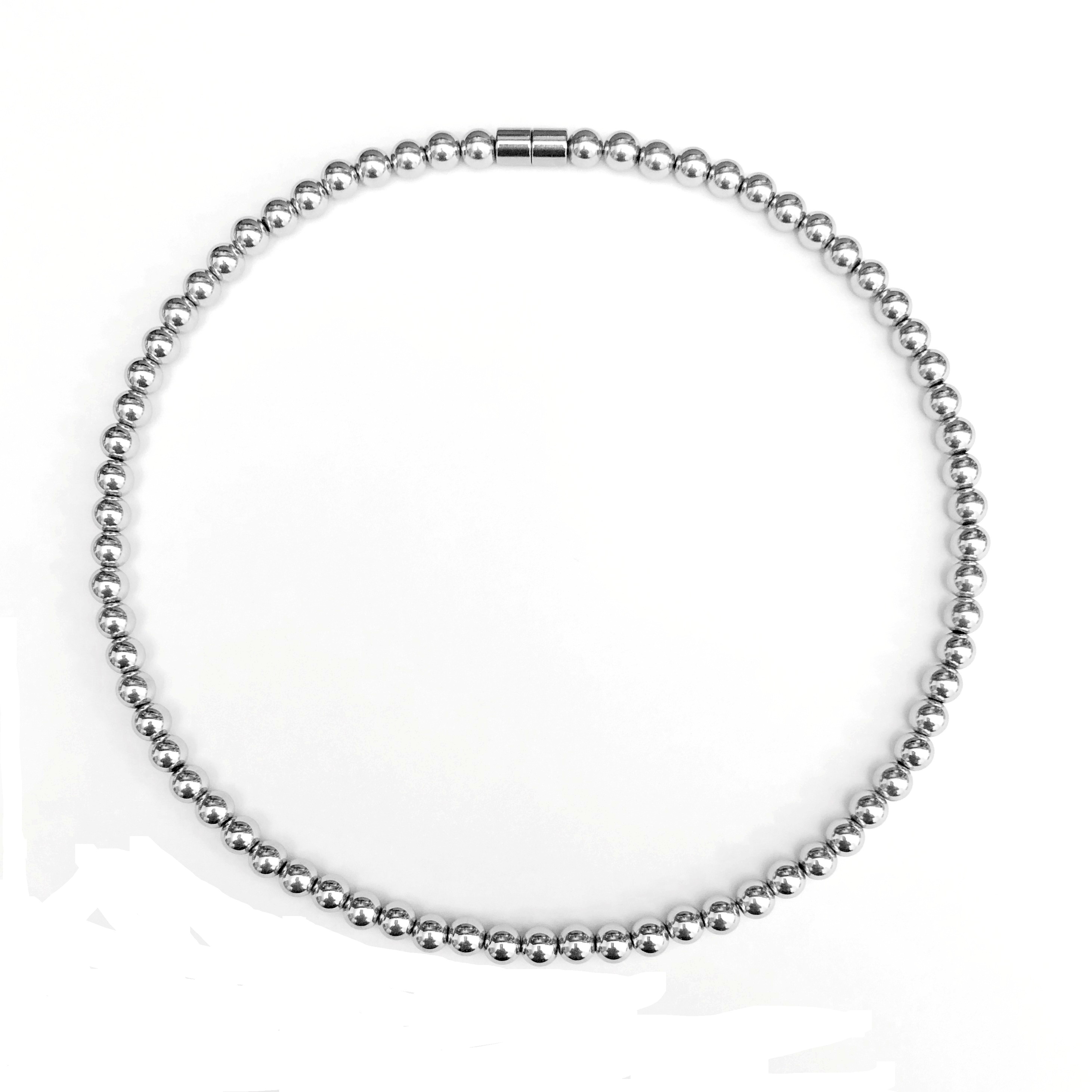 All 6mm Silver Magnetic Beads Magneti Magnetic Necklace #MN-00001