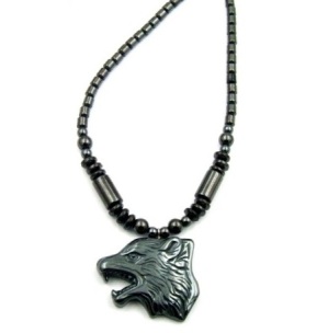 (Call for Prices) Wolf Head With Magnetic Beads Magnetic Necklace #MN-0114BK