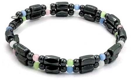 Dozen  Magnetic Memory Wire Bracelets With Multi Color Beads  #MMWB-14