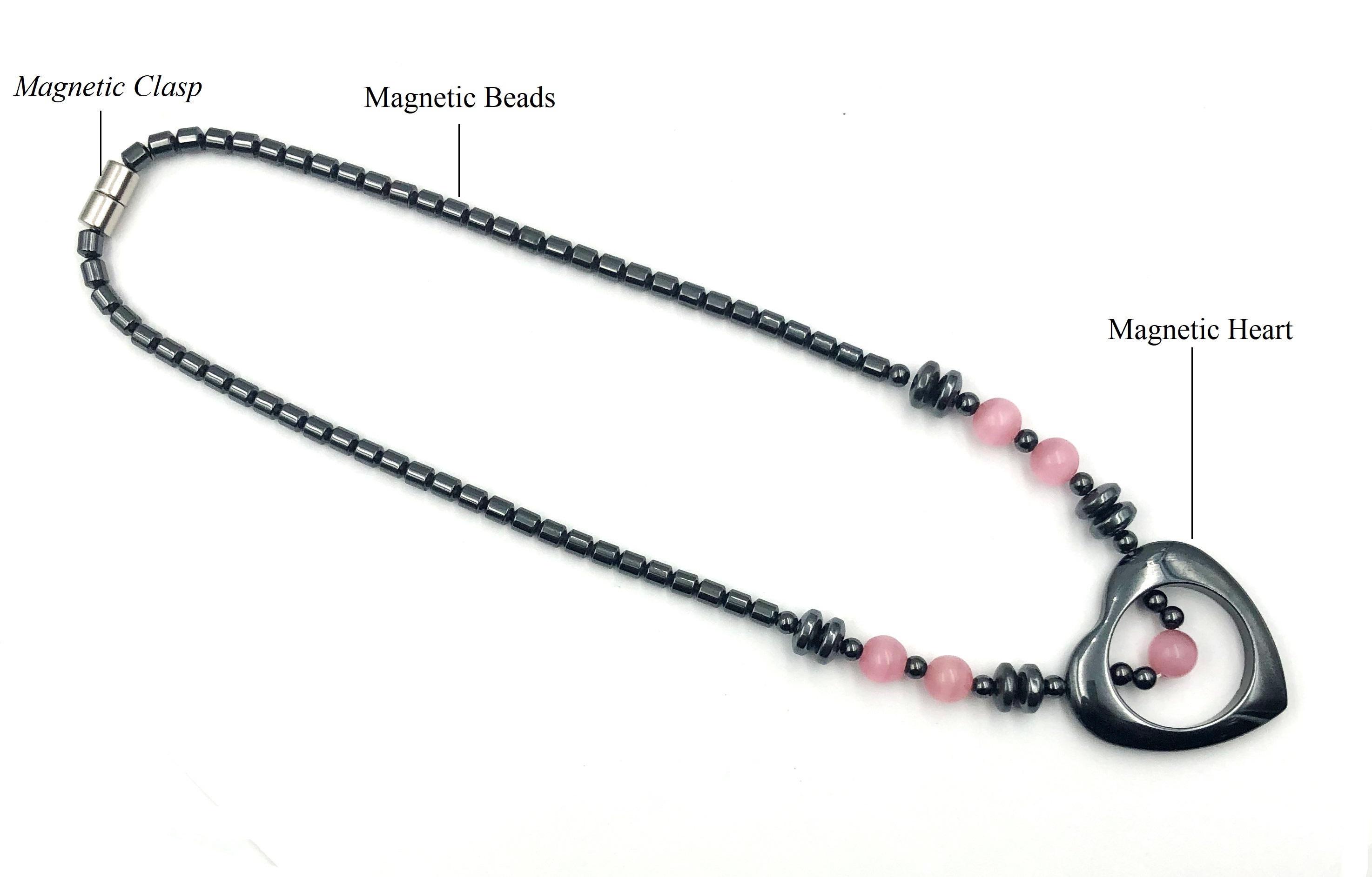 1 PC Pink Open Heart Magnetic Necklace for Women # MN-0101Pi