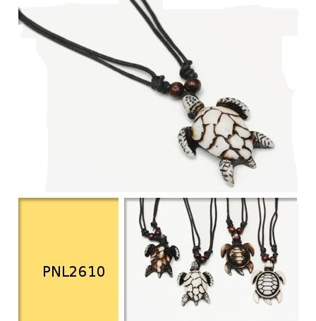 Dozen (12 PC.) Adjustable Black Corded Turtle Necklaces #PNL2610