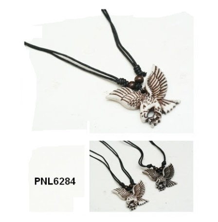 Dozen (12 PC.) Adjustable Black Corded Eagle Necklaces #PNL6284
