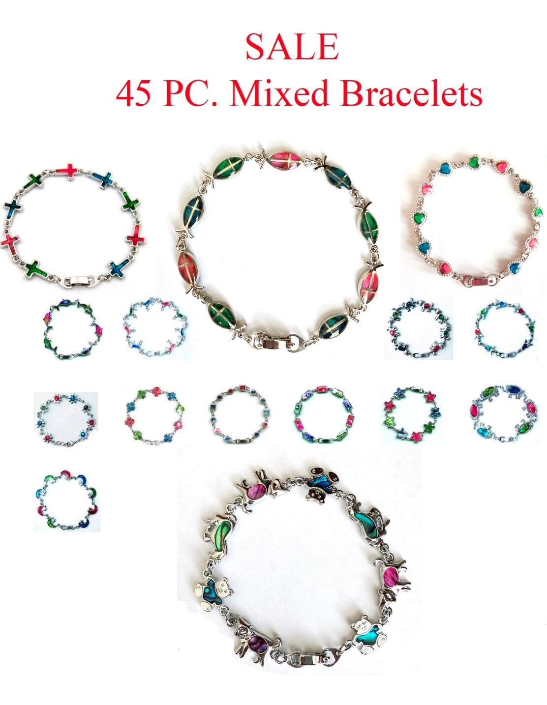 ON SALE 45 PC. Mixed Styles Paua Shell Bracelets # PSB-45