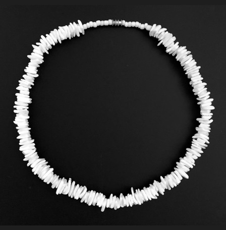 18" Long Dozen (12 PC.) White Rough Puka Shell Necklaces #PUKA-100