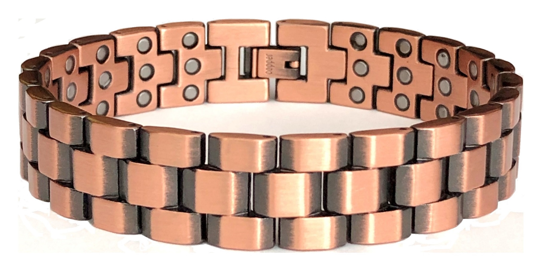 99.9% Pure Copper Brick Links Magnetic Bracelet with Triple Magnets #RCB-001A