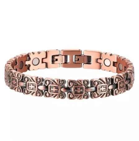Cross 99.9% Pure Copper Links Magnetic Therapy Bracelet  #RCB014