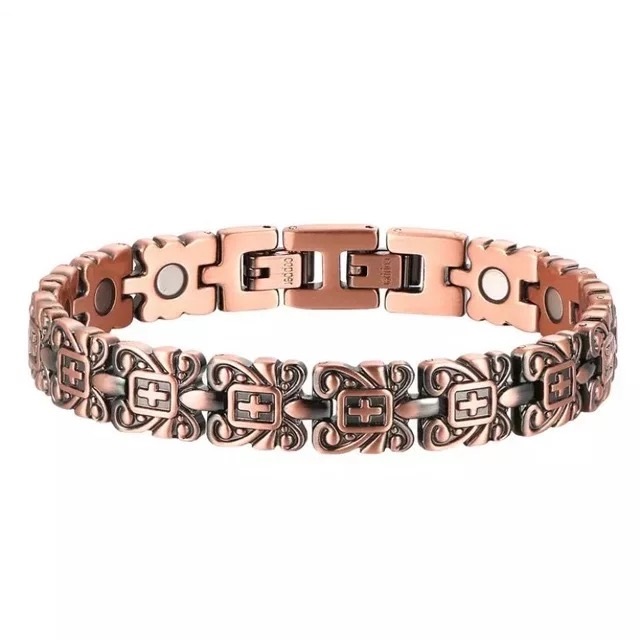 Cross 99.9% Pure Copper Links Magnetic Bracelet  #RCB014