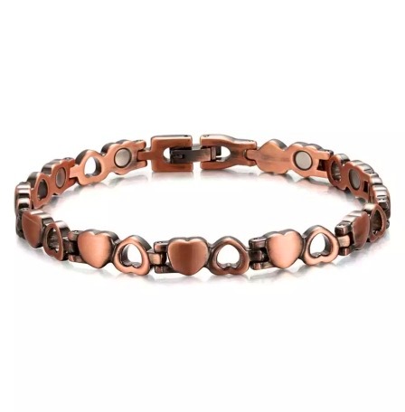 Women's Little Hearts 99.9% Pure Copper Links Magnetic Therapy Bracelet  #RCB015