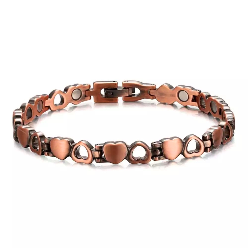 Women's Little Hearts 99.9% Pure Copper Links Magnetic Bracelet #RCB015