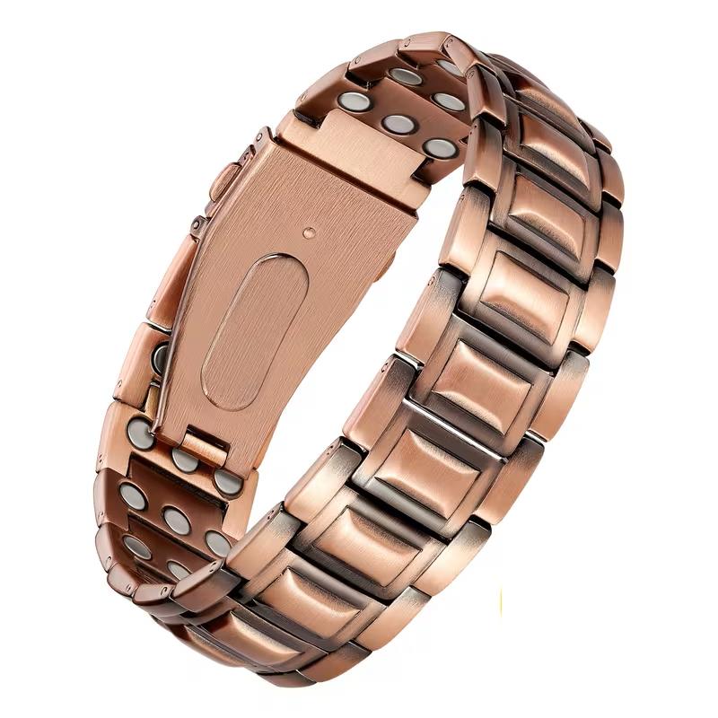 NEW 21mm Wide Armor Link Copper Magnetic Bracelet for Men | Watch Locker #RCB-045