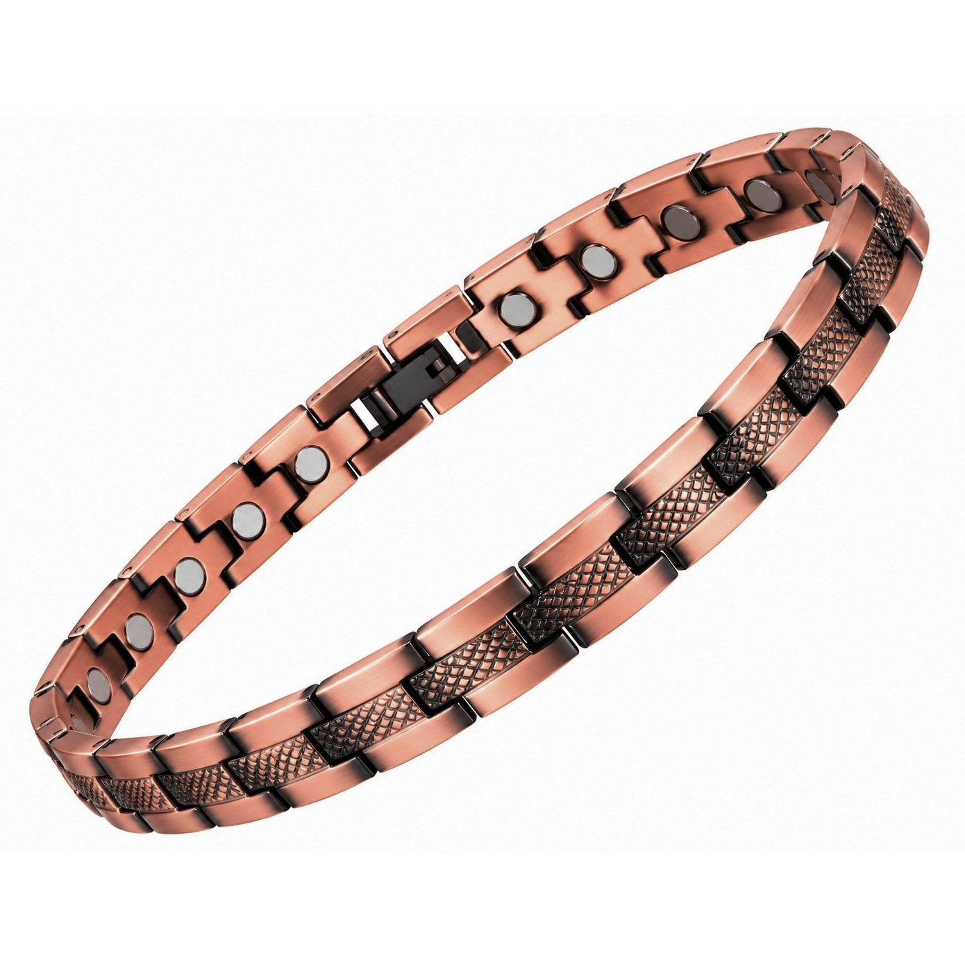 Copper Textured Link Magnetic Bracelet 99.9% Pure Copper Bracelets #RCB048