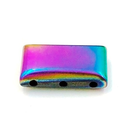 50 PC. Rainbow Rectangle 21x10mm With 3 Holes Magnetic Hematite Spacer Beads #RMB-Rectangle