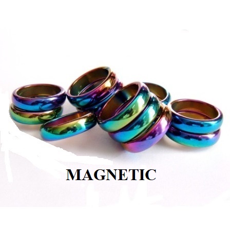 12 PC. MAGNETIC Rainbow Rings Mixed Sizes 6mm Dome Magnetic Rings #RR1654-811