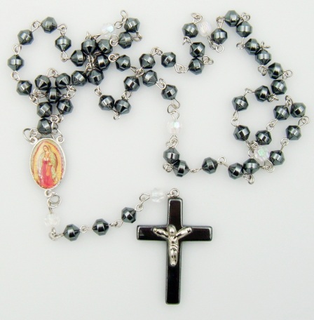 1 PC. Guadalupe AB Crystal Hematite Rosary Prayers Rosary