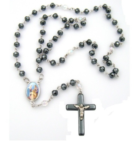 1 PC. Holy Family AB Crystal Hematite Rosary Prayers Rosary