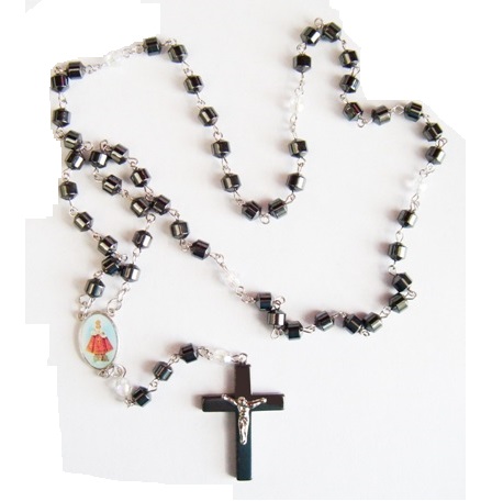 1 PC. Infant Jesus AB Crystal Hematite Rosary Prayers Rosary