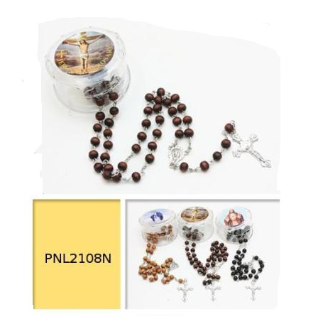 12 PC. Assorted Color Earth Color Scented Wood Rosaries #PNL2108N