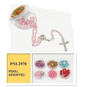 12 PC. Assorted Color Pearl Rosaries, Rosary #PNL2970