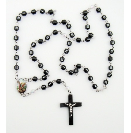 1 PC. Saint Michael AB Crystal Hematite Rosary Prayers Rosary