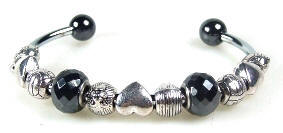 Heart Stainless Steel Bangle Bracelet With 4 Magnetic Beads  #SBG402