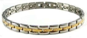 Two Tone Railroad Track Stainless Steel Magnetic Bracelet #SSB030