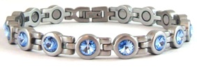 Blue Crystal Stainless Steel Magnetic Bracelet #SSB402s