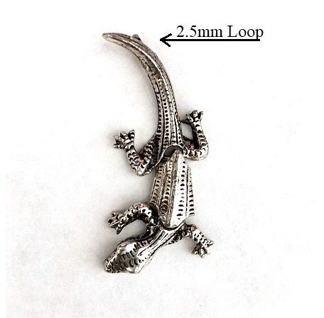 .925 Solid Sterling Silver Movable Parts Alligator Pendant With 2.5mm Loop #SSP-104